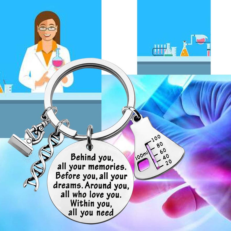FEELMEM Biology Chemistry Keychain Future Chemist Gift Behind You All Your Memories Science Tech Keychain Graduation Gift - Image 5