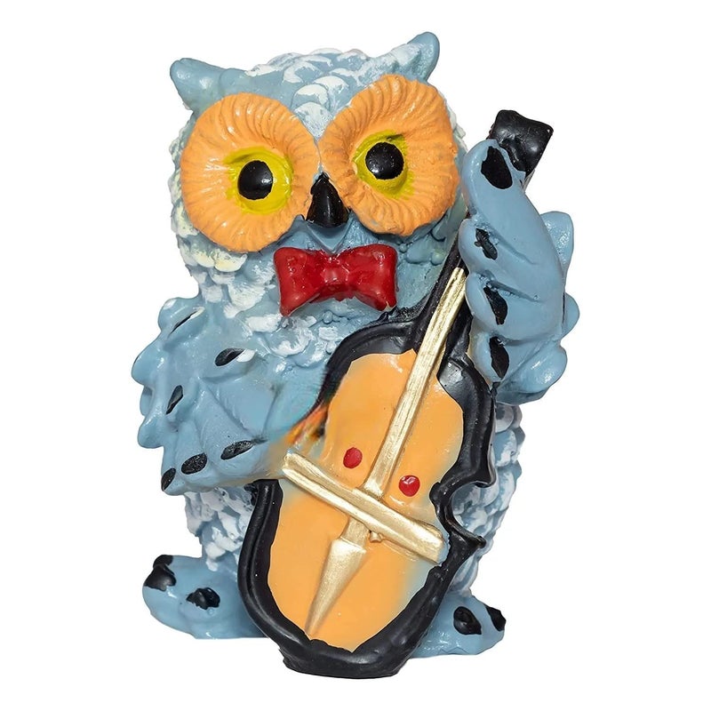 DEQUERA Owl ShowpieceFigurinesStatues for Good Luck Playing Musical Instruments for Home Office Decor Showpiece Decorative Gifting Items Set of 4 Owl Showpiece Style1 Multicolor - Image 5