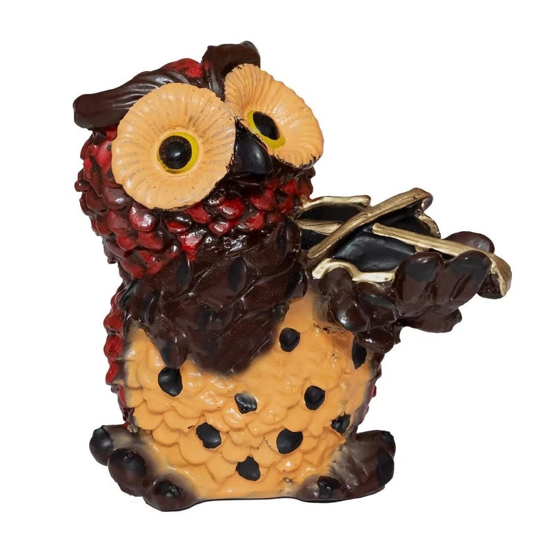 DEQUERA Owl ShowpieceFigurinesStatues for Good Luck Playing Musical Instruments for Home Office Decor Showpiece Decorative Gifting Items Set of 4 Owl Showpiece Style1 Multicolor - Image 4