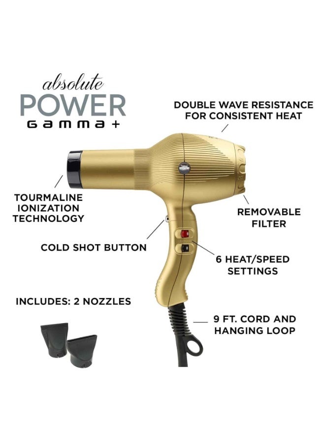 Gamma+ 5555 Turbo Tormalionic Hair Dryer - Golden - Image 3