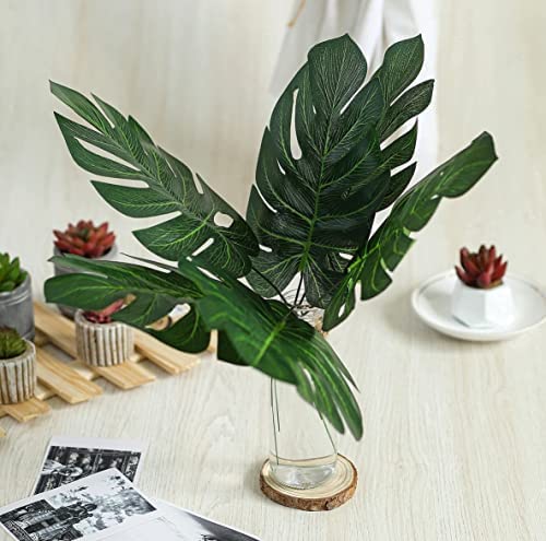 Homenique Pcs Artificial Flower Plant Big Monstera Palm Leaves for Gifting Office Desk Garden Pot for Shelf Bedroom Balcony Living Room Home Decorations and Craft Pack of 6 40cm - Image 3