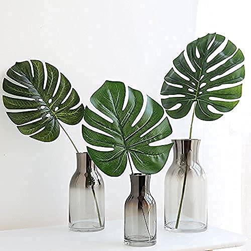Homenique Pcs Artificial Flower Plant Big Monstera Palm Leaves for Gifting Office Desk Garden Pot for Shelf Bedroom Balcony Living Room Home Decorations and Craft Pack of 6 40cm - Image 5