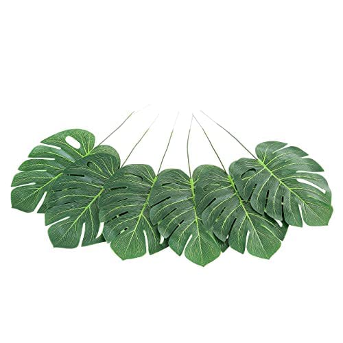 Homenique Pcs Artificial Flower Plant Big Monstera Palm Leaves for Gifting Office Desk Garden Pot for Shelf Bedroom Balcony Living Room Home Decorations and Craft Pack of 6 40cm - Image 4