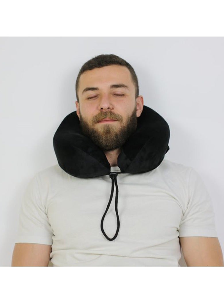 ماكس كمفورت رقبه سفر طبيه ، لراحة الرقبة عند السفر, وسادة سفر من الميموري الامريكي عالي الجوده , لون اسود - Image 3