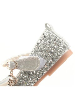 Generic New style girls' small high-heeled leather shoes with sequined uppers and bowknot princess shoes for stage performances  - Image 4