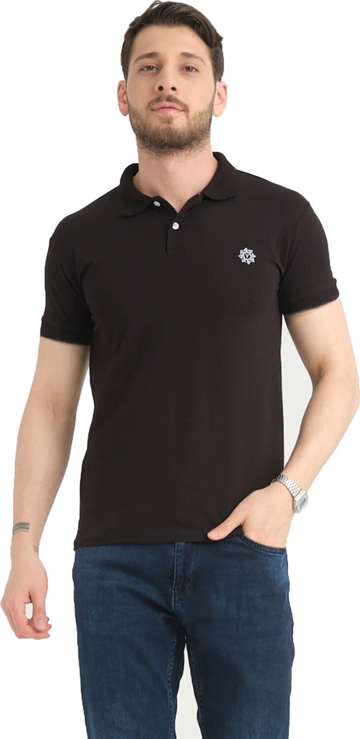 فاريتا Varetta Men's Net Black Polo Neck Summer Cotton Short Sleeve T Shirt