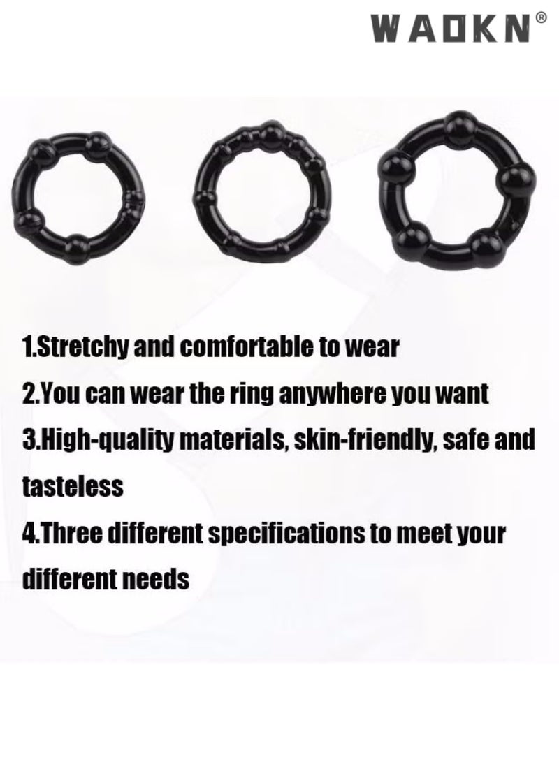 WAOKN 3 Piece Set of Silicone Ring Men Sports Ring Elastic Easy Stretch Resistance Tear Resistance Exercise Ring Extended Endurance Waterproof Wear Resistant Soft Suitable for Male Sports Home  - Image 3