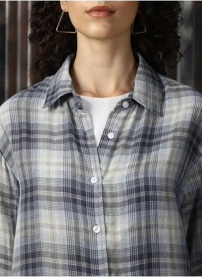 HIGH STAR Oversized Multicolour 100% Cotton Check Full Sleeves Woven Button Down with Button Closure Regular Length Spread Collar Collar - Ideal for Casual - A Must-Have for Your Wardrobe!