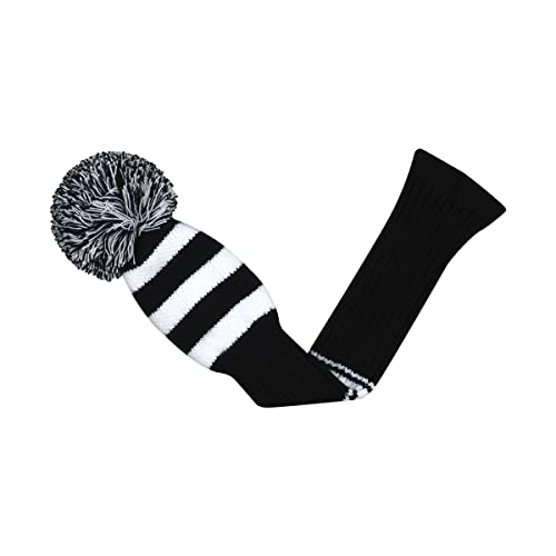 Scott Edward 1PCS Knit Pom Pom Driver(460cc) Wood Golf Club Cover with Rotating Number Tags (Black White Snake Stripe) - Image 4