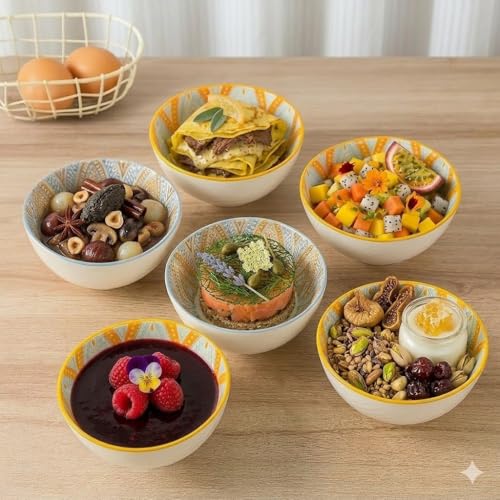 FLAVION Colourful Ceramic Bowl Set, Mandala Printed Bowls Gift Set, Microwave Safe Porcelain Tableware, Decorative Serving Bowls for Salads, Soup, Dessert, Rice, Snacks, Noodles (Pack of 2) - Image 3