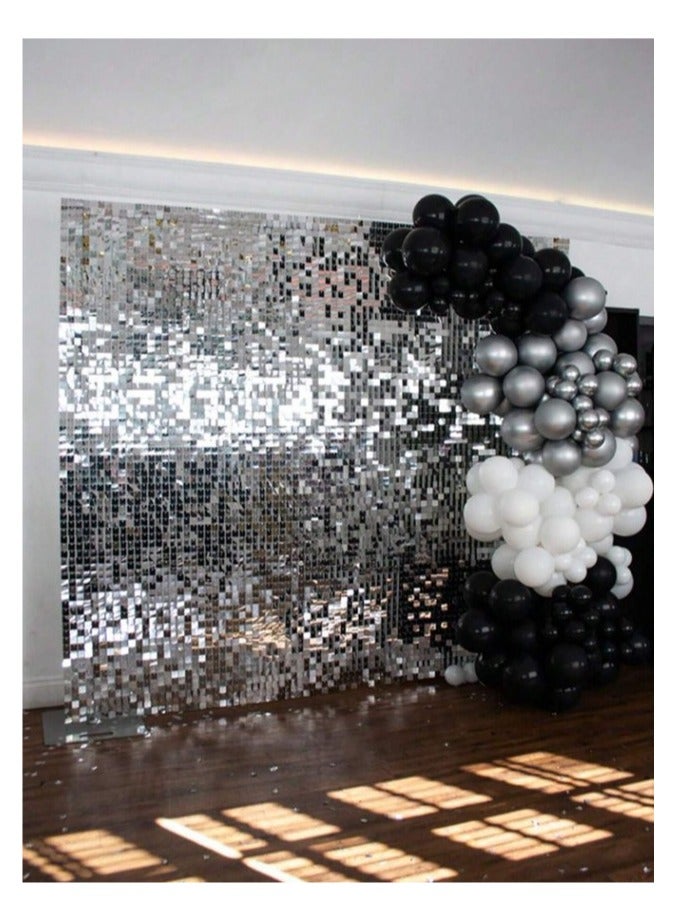 ستارة خلفية من القصدير الفضي مقاس طول 2 متر عرض 1متر  لامعة لتزيين حفلات الزفاف واعياد الميلاد وحفلات استقبال المولود الجديد - Image 2