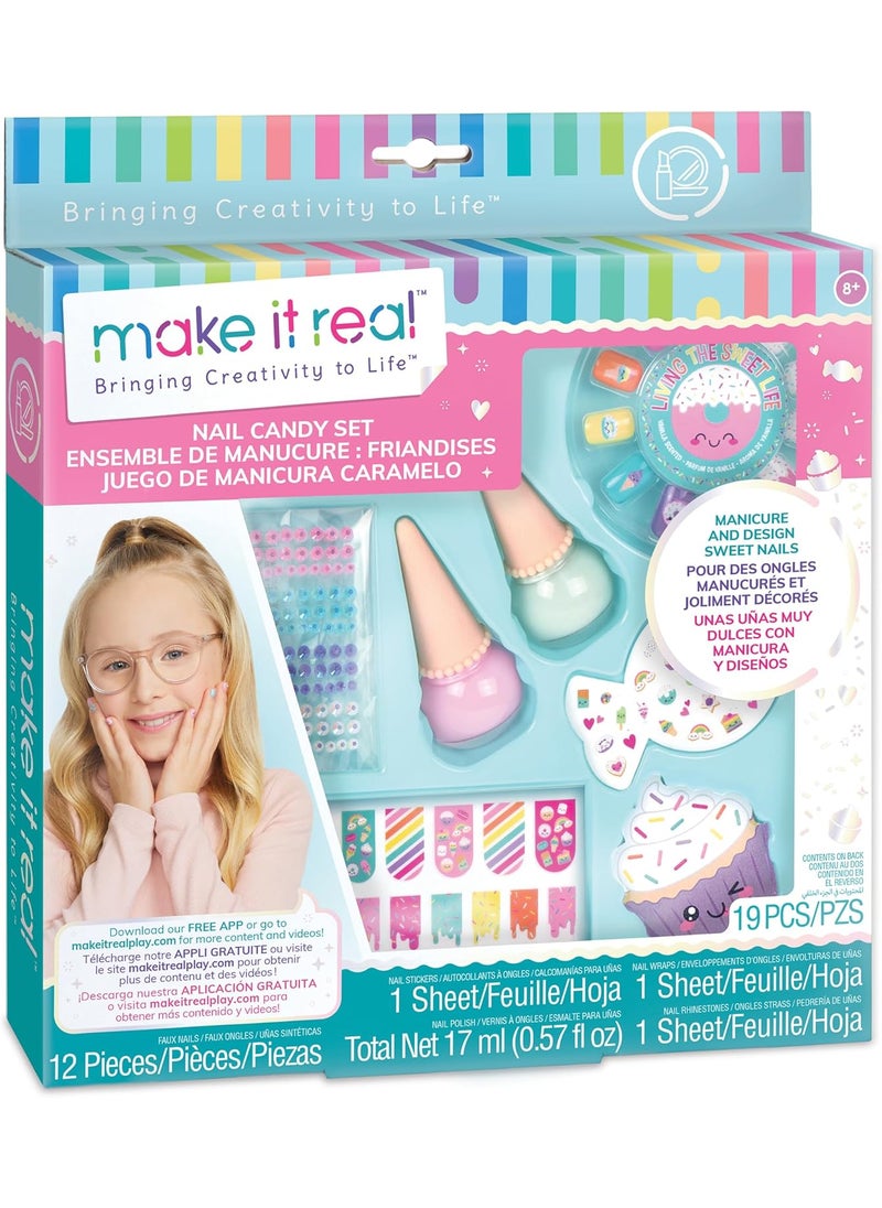 Make It Real Make It Real: Nail Candy Set - DIY Nail Art Kit, Vanilla Scented Nail Polish, Manicure & Design Sweet Nails, Tweens, Girls & Kids Ages 8+ 