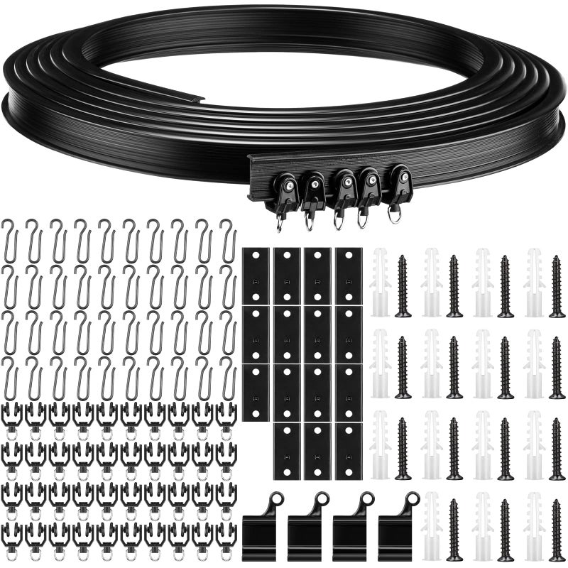 Jetec Jetec Flexible Bendable Ceiling Curtain Track 98ft164ft5m Ceiling Mount for Curtain Rail with Track Room Divider5 mBlack 