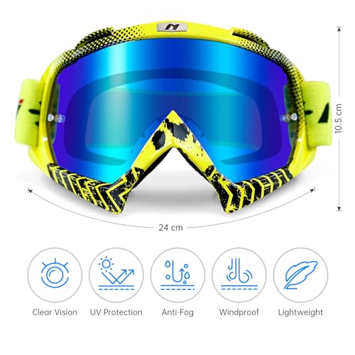 NENKI Dirt Bike Goggles Motocross 4 Wheeler ATV Riding Dirtbike for Men Women MX MTB OTG Racing Off Road Mountain Goggles Tinted Blue Lens - Image 5