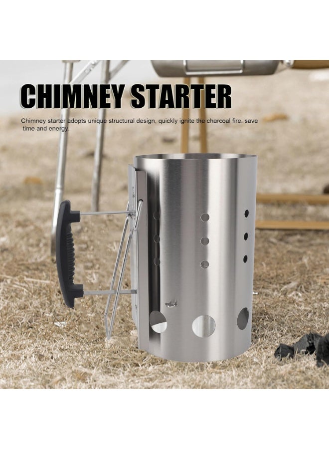 Home Care مدخنة الشواء لبدء الفحم، مدخنة الشواء لشوايات الفحم والشواء، أداة شواية متينة وسهلة الاستخدام لبدء النار بسرعة، مجموعة بدء النار - Image 4