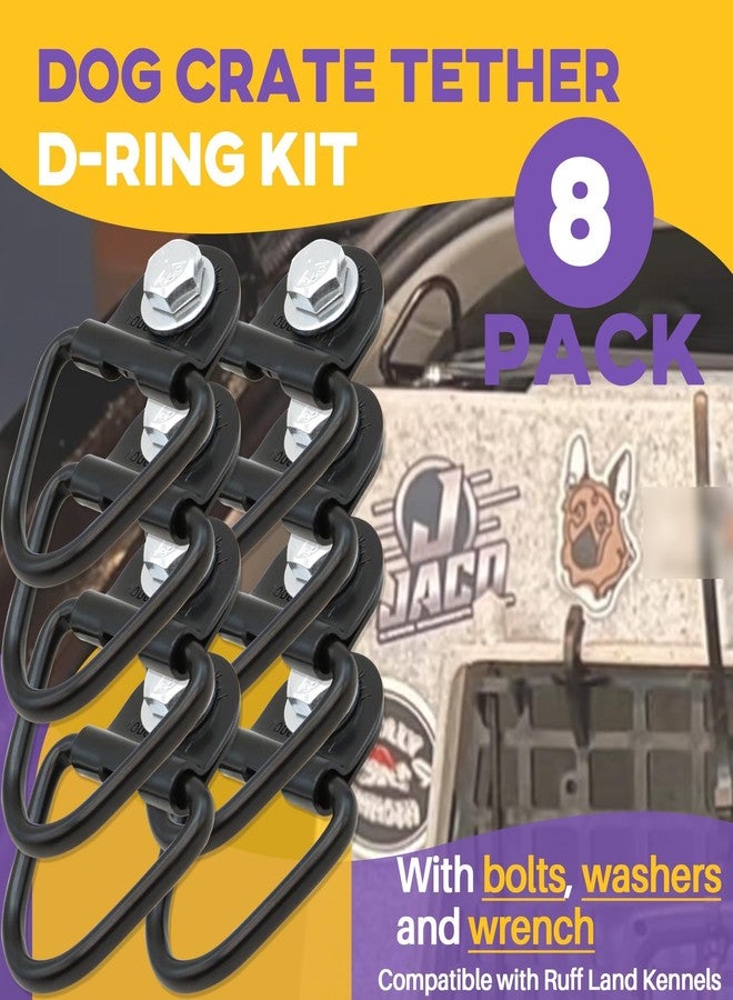 Terixe 8 Pack Tie Down Kit for Ruffland Kennel - Tie Down D-Ring Kit, 1000lb Load Capacity, with Wrench - Easy Installation, Compatible with RuffLand Kennels - Ideal for Securing Your Crate in Vehicle - Image 2
