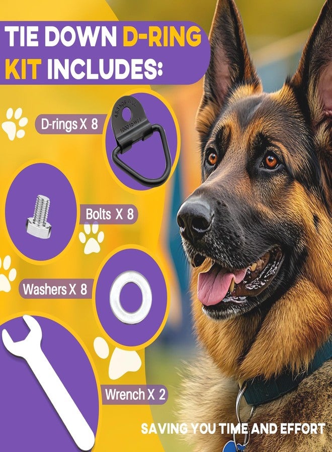 Terixe 8 Pack Tie Down Kit for Ruffland Kennel - Tie Down D-Ring Kit, 1000lb Load Capacity, with Wrench - Easy Installation, Compatible with RuffLand Kennels - Ideal for Securing Your Crate in Vehicle - Image 5