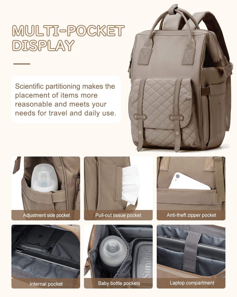 Winnies Travel Diaper Bag Backpack with Trolley Sleeve – Waterproof Maternity Bag for Moms with Laptop Compartment, Insulated Bottle Holders, Tissue Dispenser & Anti-Theft Pocket - Image 2
