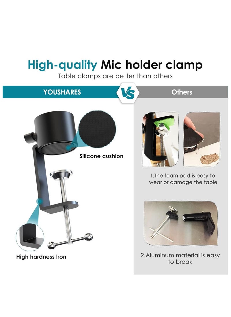 FlashHawk - Mic Boom Arm 360° Rotatable Microphone Stand with Desk Mount, Foldable Desk Mic Arm with 3/8'' to 5/8'' Screw Adapter, Microphone Arm for Live Streaming, Gaming, Podcasting, Radio - Image 1