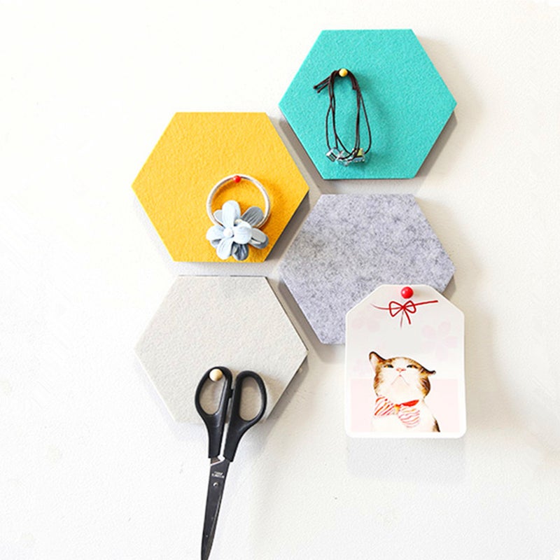 6 Pcs Colorful Hexagon Felt Multifunctional Wall Sticker Collecting Board Message Wall(Random Color) - Image 4