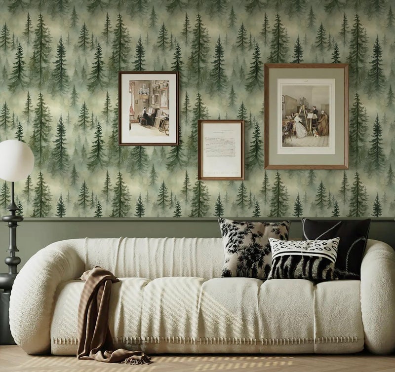 EeeComing Forest Peel and Stick Wallpaper Green Trees Wall Paper Woodland Mountain Botanical Contact Paper Waterproof Self-Adhesive Removable Wallpapers Vinyl for Bedroom Bathroom 17.3"x78.7" - Image 3