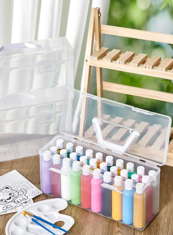 Threehoney 3 Pcs Paint Storage Box for Acrylic Paint, Acrylic Portable Craft Paint Organizer Boxes with Handle, 30 Bottles Capacity Plastic Art Supply Clear Box for 2 Fl. oz Acrylic Paints - Image 4