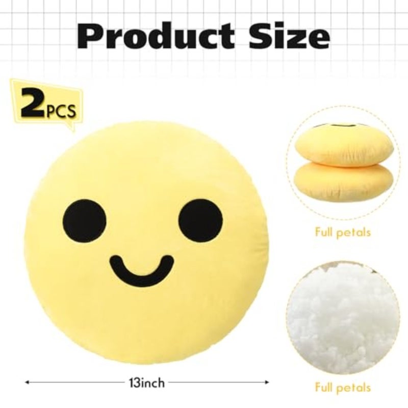 2 Pcs Smile Cute Face Pillow Round tive Pillow, Plush Soft Cushion Home Decor Floor Seating Cushion for Womens Day Bedroom Living Room 13.8 - Image 2