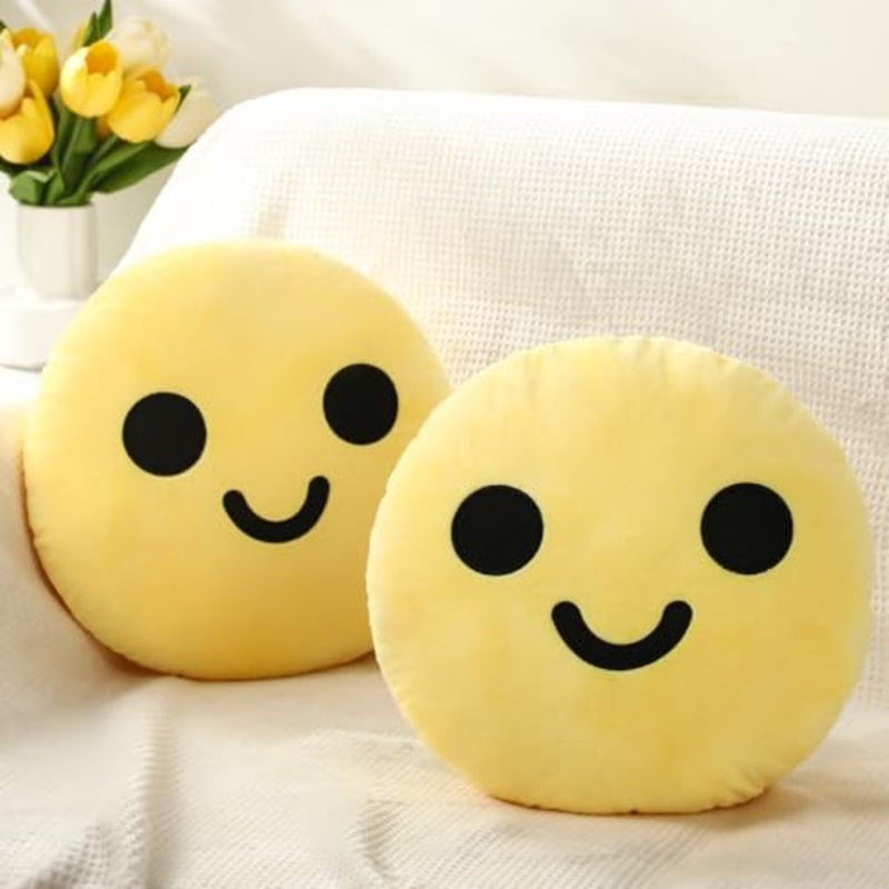 2 Pcs Smile Cute Face Pillow Round tive Pillow, Plush Soft Cushion Home Decor Floor Seating Cushion for Womens Day Bedroom Living Room 13.8 - Image 1