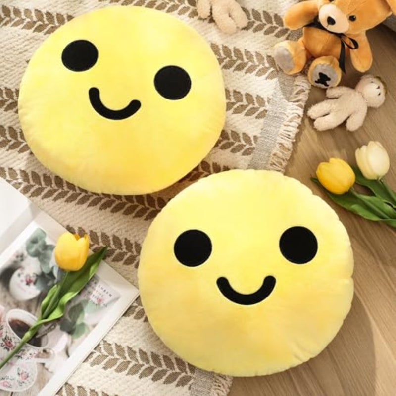 2 Pcs Smile Cute Face Pillow Round tive Pillow, Plush Soft Cushion Home Decor Floor Seating Cushion for Womens Day Bedroom Living Room 13.8 - Image 4