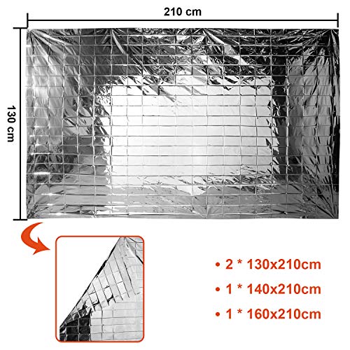 Maitys 4 Pcs Emergency Blankets High Silver Reflective Foil Sheet Heat Foil Protection Rescue Camping Blanket Hiking Space and Garden Greenhouse Covering Plant Growth Sheet - Image 2
