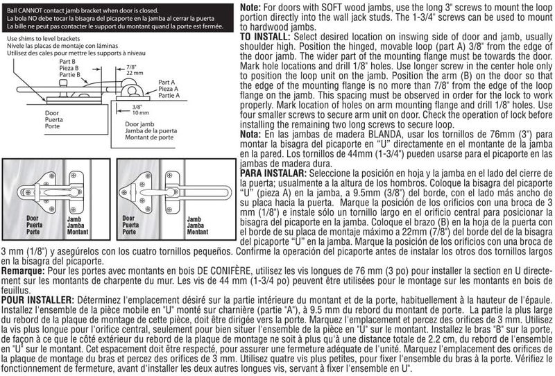 Defender Security حارس باب متأرجح Prime-Line U 11316 مع قفل مساعد عالي الأمان، تشطيب نيكل ساتيني (عبوة فردية) - Image 4