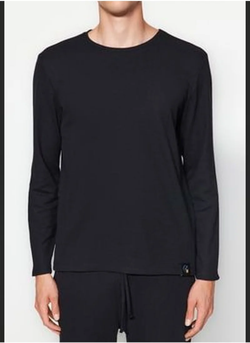 trendyol Men's Black Regular Fit Waffle Knitted Pajamas Set.