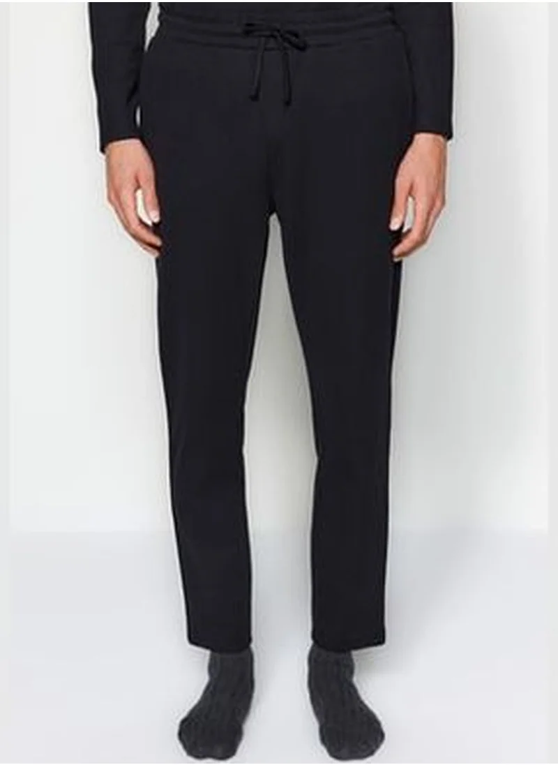 trendyol Men's Black Regular Fit Waffle Knitted Pajamas Set.
