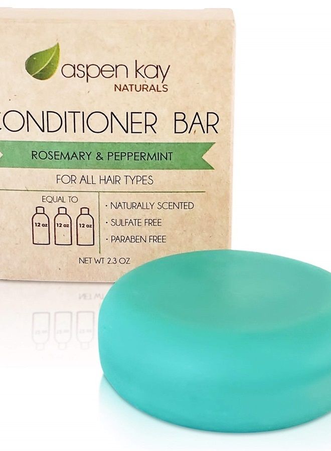 Aspen Kay Naturals Solid Conditioner Bar, Made With Natural & Organic Ingredients, All Hair Types including frizzy hair, Sulfate-Free, Cruelty-Free & Vegan 2.3 Ounce Bar. (Rosemary & Peppermint) - Image 1