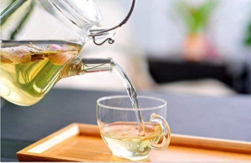 EZ Life Borosilicate Glass Tea Pot Jar with Filter, Tea Pot Set,Microwave, Dishwasher Safe, Unique gift idea glass, Coffee Pot Tea, Cold Water Kettle - Induction Friendly Transparent - 350ml - 1 Piece - Image 4