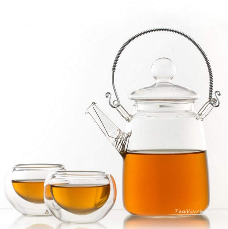 EZ Life Borosilicate Glass Tea Pot Jar with Filter, Tea Pot Set,Microwave, Dishwasher Safe, Unique gift idea glass, Coffee Pot Tea, Cold Water Kettle - Induction Friendly Transparent - 350ml - 1 Piece - Image 2
