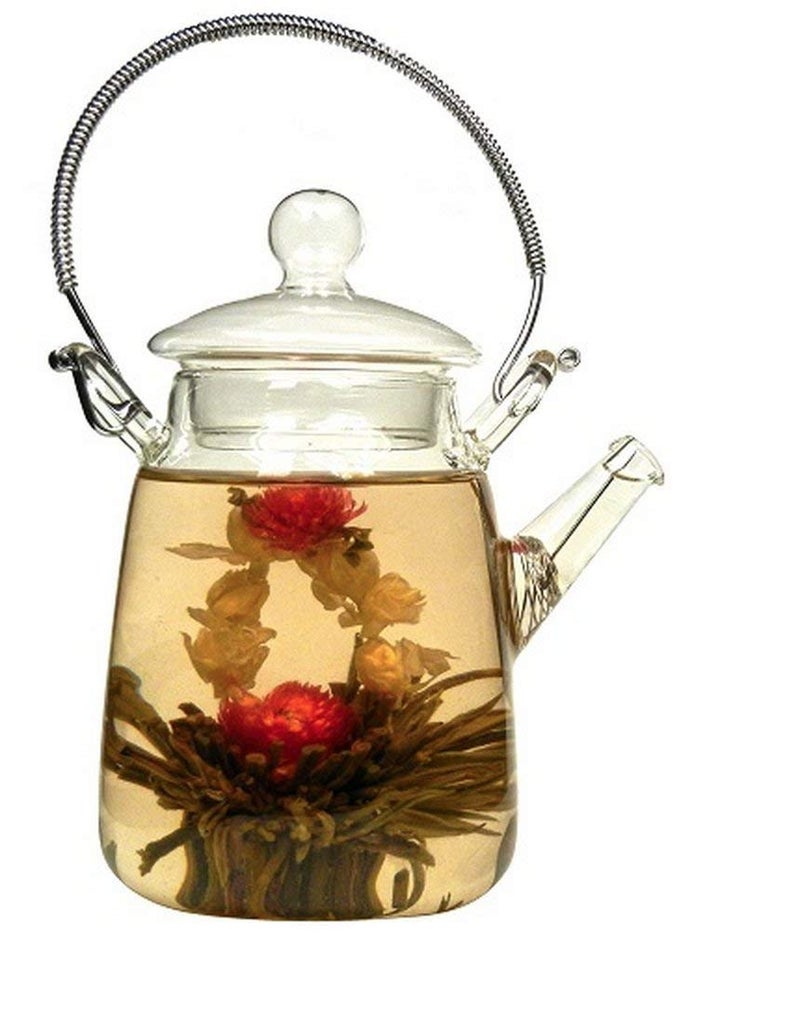 EZ Life Borosilicate Glass Tea Pot Jar with Filter, Tea Pot Set,Microwave, Dishwasher Safe, Unique gift idea glass, Coffee Pot Tea, Cold Water Kettle - Induction Friendly Transparent - 350ml - 1 Piece - Image 1