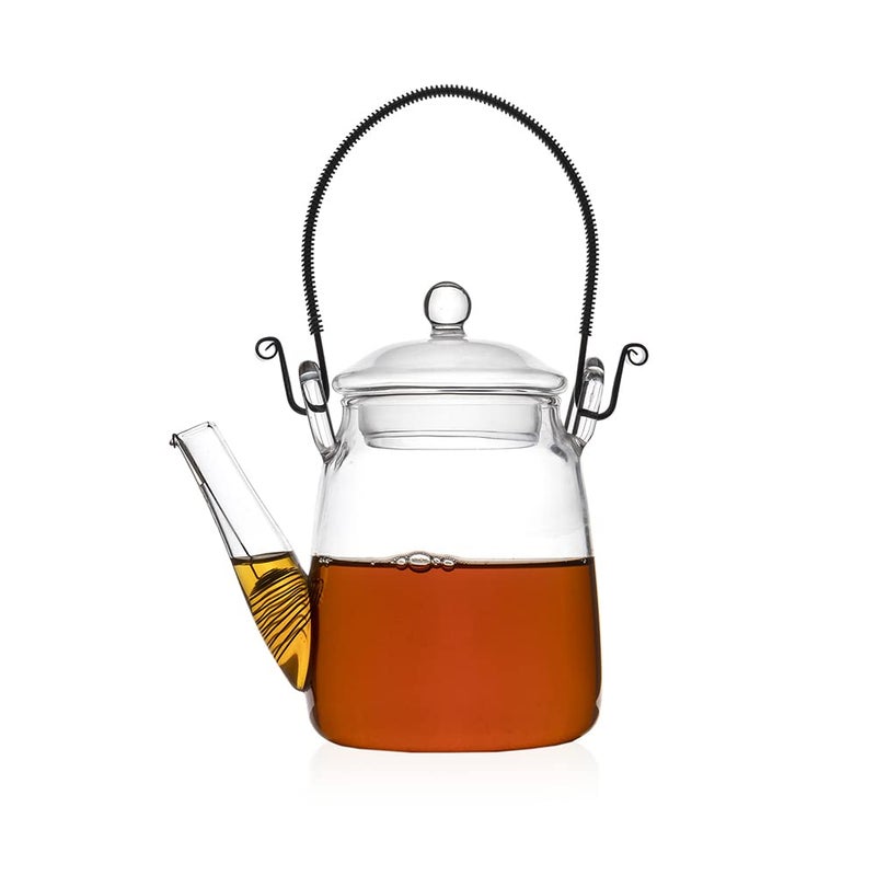 EZ Life Borosilicate Glass Tea Pot Jar with Filter, Tea Pot Set,Microwave, Dishwasher Safe, Unique gift idea glass, Coffee Pot Tea, Cold Water Kettle - Induction Friendly Transparent - 350ml - 1 Piece - Image 5