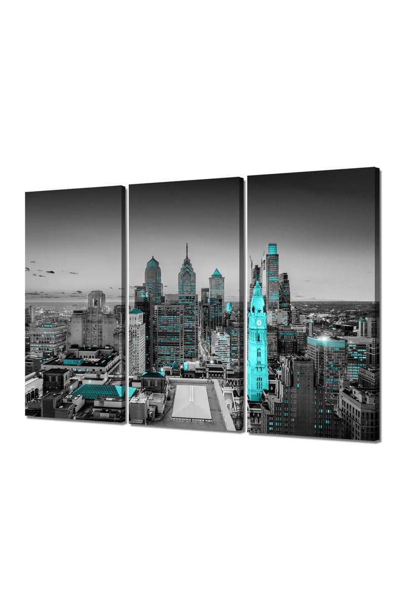 Artbrush Tower Philadelphia Wall Art Pennsylvania Philadelphia Wall Decor Black and White City Pictures Framed Philadelphia Skyline Paintings Poster Holiday Gift Home Decorations - Image 1