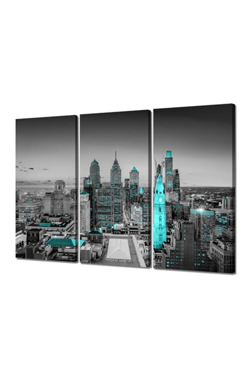 Artbrush Tower Philadelphia Wall Art Pennsylvania Philadelphia Wall Decor Black and White City Pictures Framed Philadelphia Skyline Paintings Poster Holiday Gift Home Decorations - Image 2