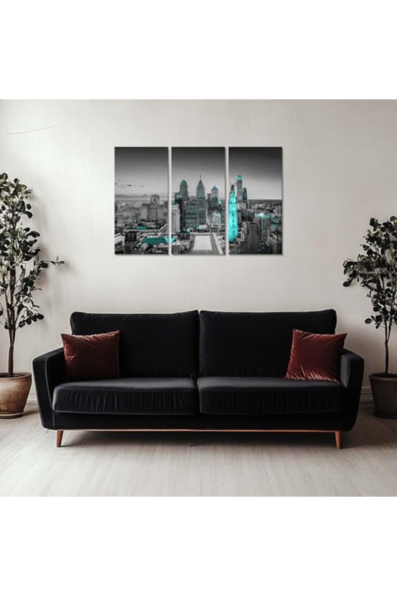Artbrush Tower Philadelphia Wall Art Pennsylvania Philadelphia Wall Decor Black and White City Pictures Framed Philadelphia Skyline Paintings Poster Holiday Gift Home Decorations - Image 3