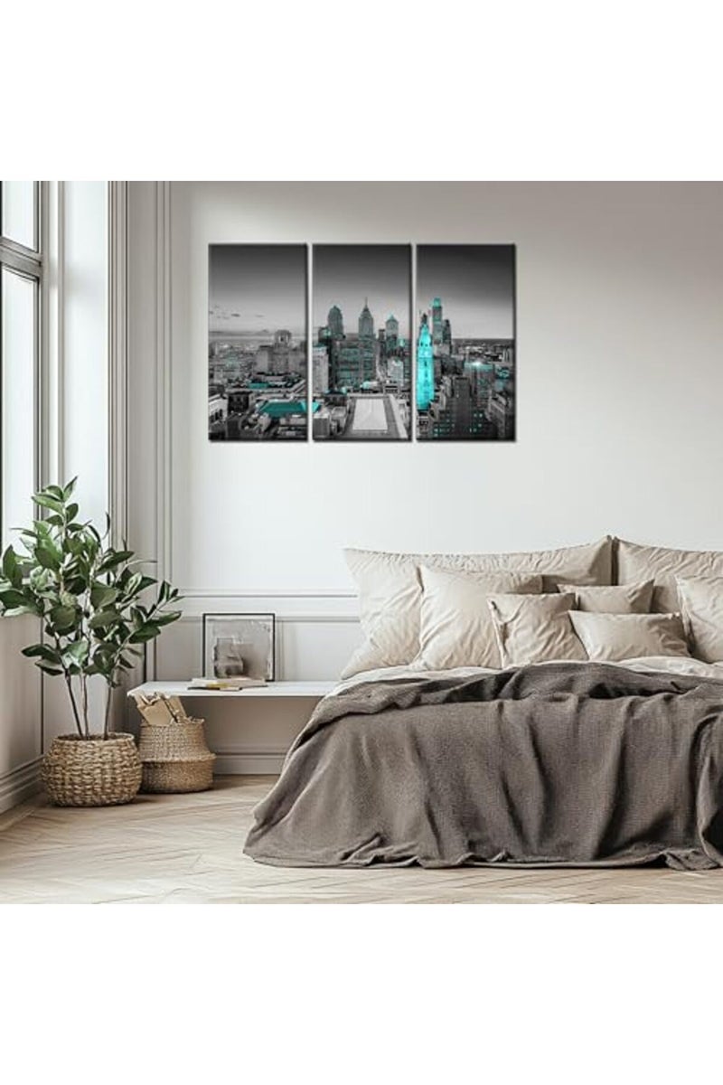 Artbrush Tower Philadelphia Wall Art Pennsylvania Philadelphia Wall Decor Black and White City Pictures Framed Philadelphia Skyline Paintings Poster Holiday Gift Home Decorations - Image 4