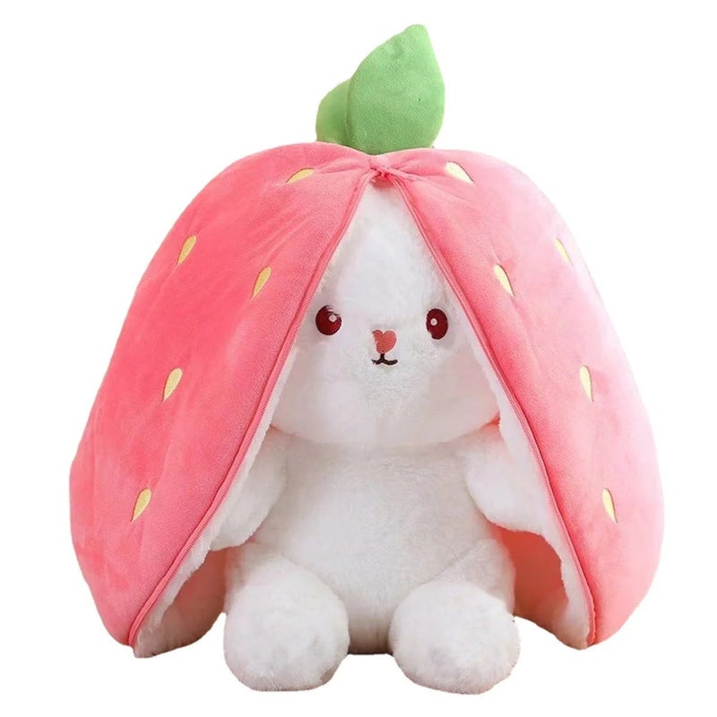 Bluejw TCXW101709 Reversible Cotton Plush Easter Bunny Stuffed Animal Toys with Carrots, Strawberries – Orange & Pink Soft Reversible Bunny for Kids - Image 1