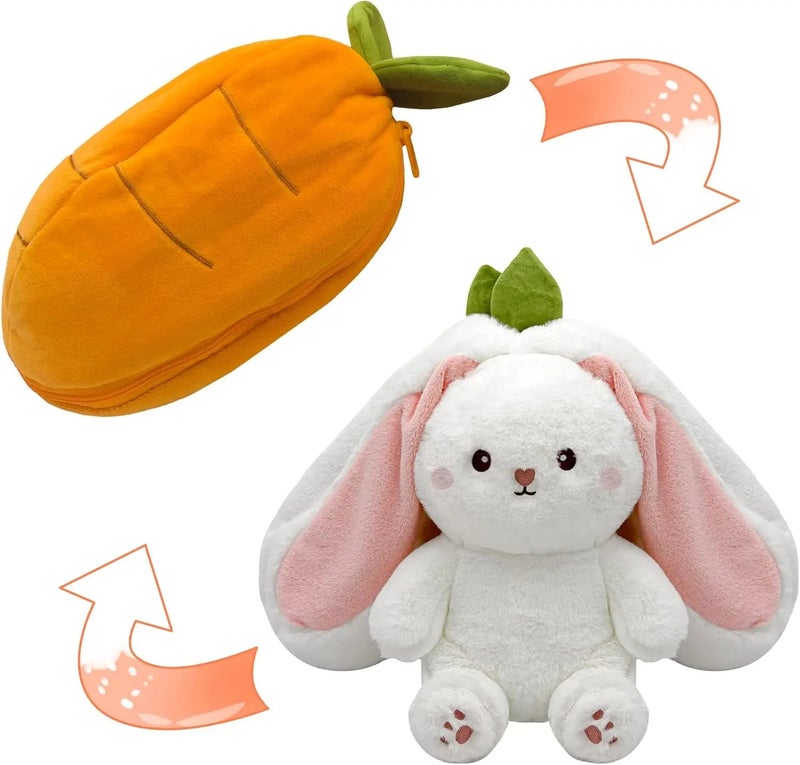 Bluejw TCXW101709 Reversible Cotton Plush Easter Bunny Stuffed Animal Toys with Carrots, Strawberries – Orange & Pink Soft Reversible Bunny for Kids - Image 3