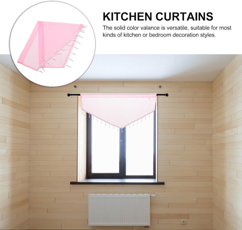 Baluue Triangle Valance Curtains for Windows Short Window Valance with Rod Pocket Solid Light Pink Polyester for Living Room Bedroom Kitchen Single Piece 130x60cm - Image 3