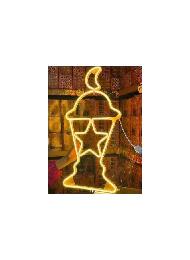 Ramadan Decoration - Large Crescent Moon Lantern with Star - Image 1