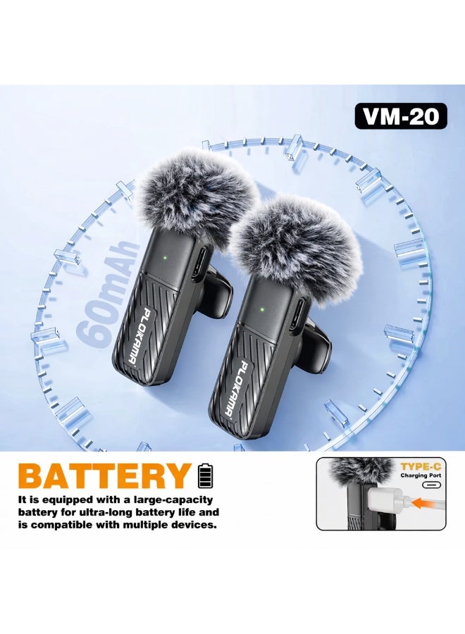 التخطيط مايك وايرلس للموبايل من ماركة بلوكاما الأوريجينال – جودة عاليه وصوت نقي بتقنية ENC + يدعم مايكين في مستقبل واحد – مناسب لصناع المحتوى والفيديوهات والبث المباشر - Image 3