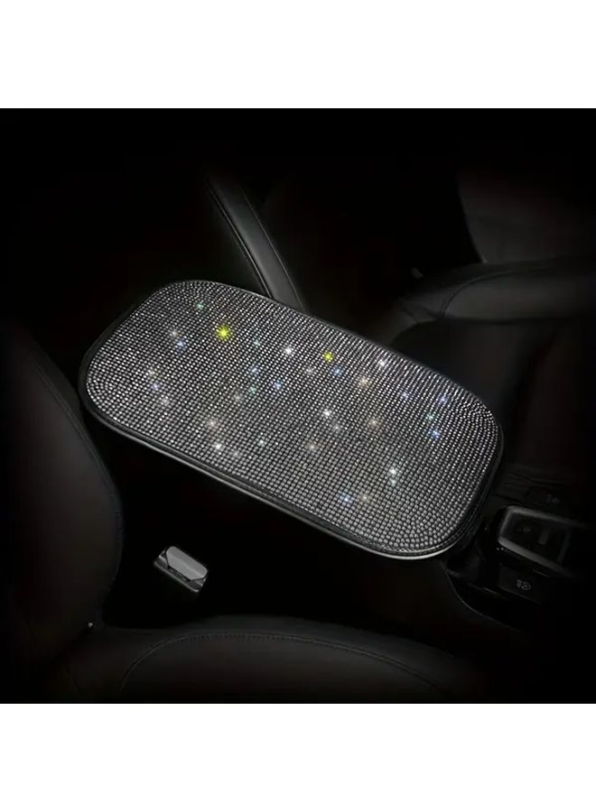 Red Sparkling Rhinestone Car Armrest Covers Polyester Fiber Woven Design Interior Enhancement - Image 3