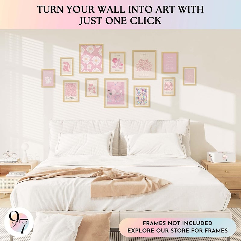 97 Decor 97 ديكور وردي جدار جمالي صور - فن جدار ماتيس وردي بوسترات لجمالية الغرفة، أمير دانماركي باستيل مجرد، ديكور جدار سكن وردي فاتح لغرفة نوم الفتيات الجامعيات (8x10 غير مؤطرة) - Image 3
