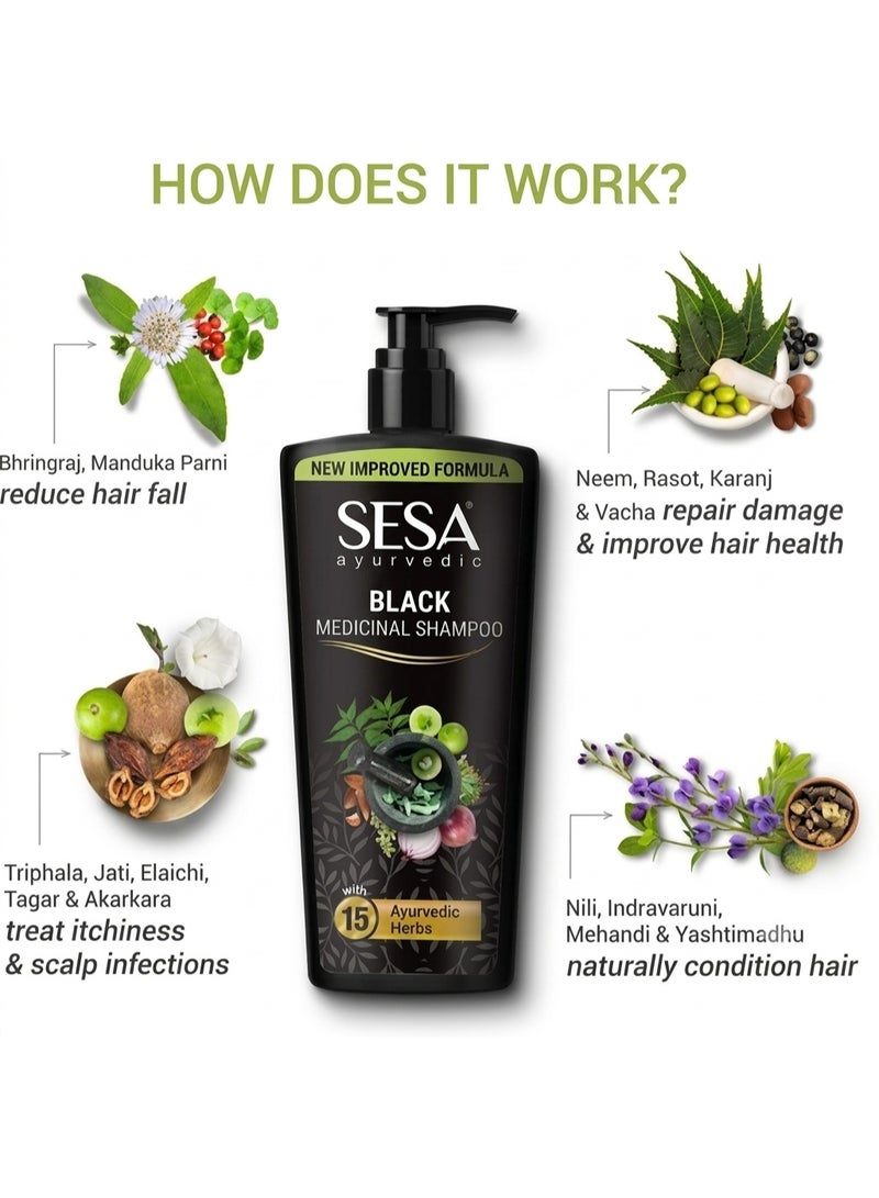 Sesa Ayurvedic Medicinal Shampoo for Hair Fall Control| Bhringraj & 16 Rare Herbs | All Hair Types | 500 ml - Image 2
